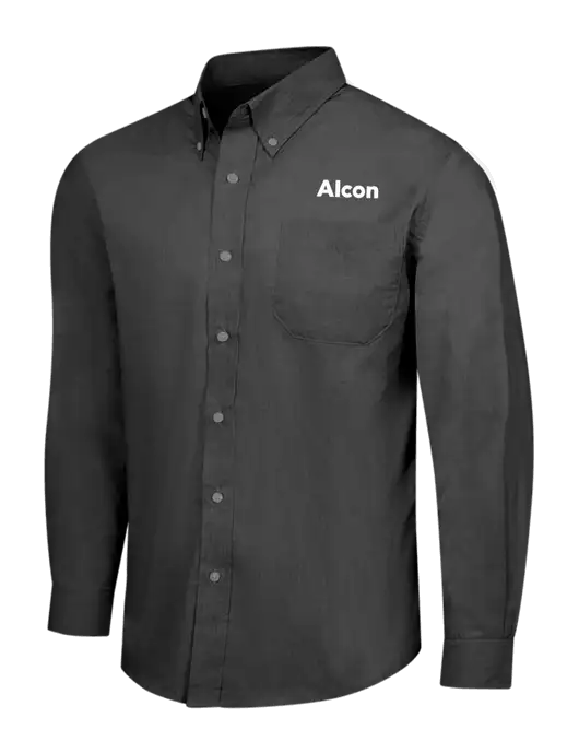 Soft Black Crosshatch Easy Care Shirt w/Alcon Logo