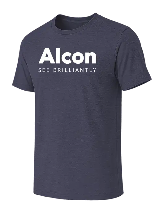 BELLA+CANVAS Heather Navy CVC Short Sleeve Tee w/Alcon Logo