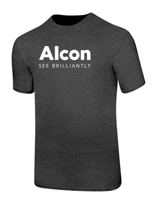 Ring Spun Dark Heather Grey 4.5 oz T-Shirt w/Alcon Logo