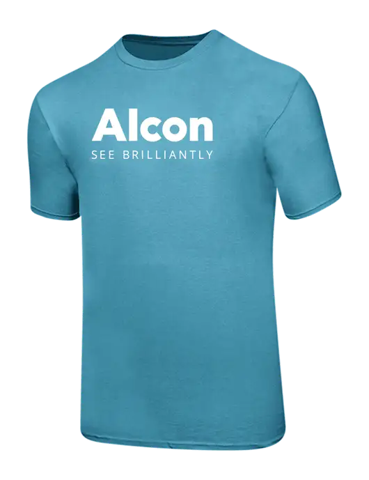 Ring Spun Light Sapphire 4.5 oz T-Shirt w/Alcon Logo