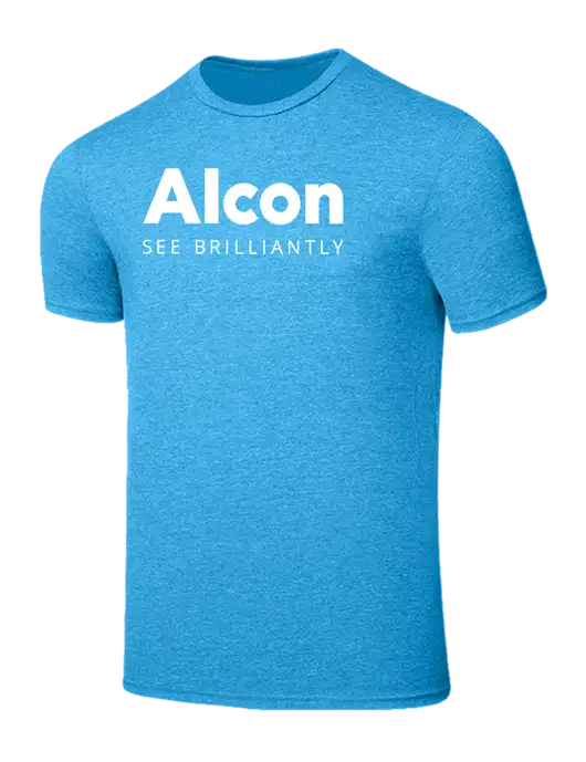 Seriously Soft Heathered Sapphire Blue T-Shirt w/Alcon Logo
