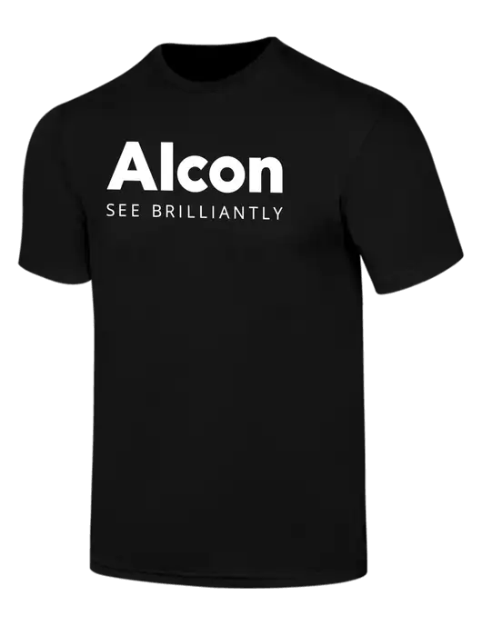 Simply Soft Black 4.5oz  Poly/Combed Ring Spun Cotton T-Shirt w/Alcon Logo
