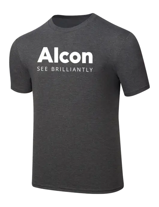 Simply Soft Heathered Charcoal 4.5oz  Poly/Combed Ring Spun Cotton T-Shirt w/Alcon Logo