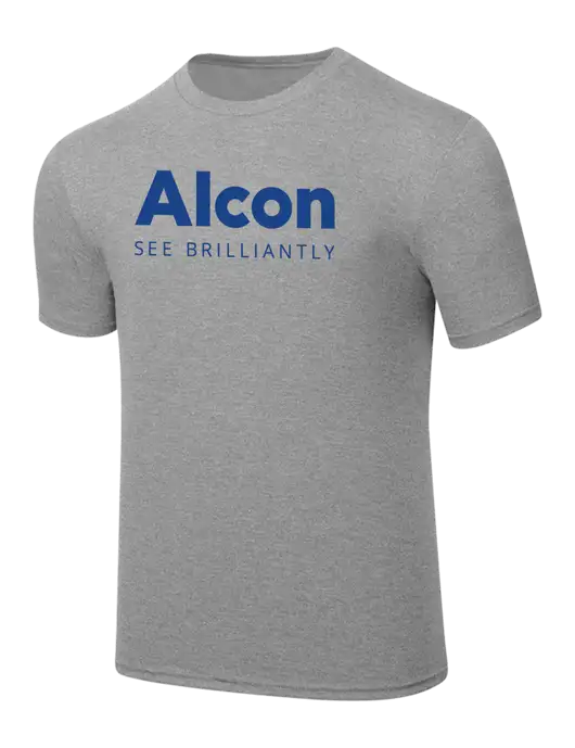 Simply Soft Heathered Light Grey 4.5oz  Poly/Combed Ring Spun Cotton T-Shirt w/Alcon Logo