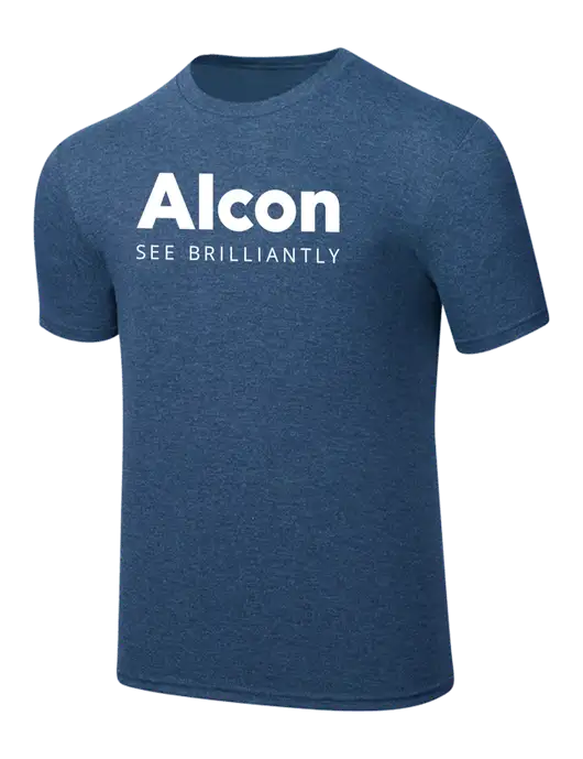 Simply Soft Heathered Navy 4.5oz  Poly/Combed Ring Spun Cotton T-Shirt w/Alcon Logo
