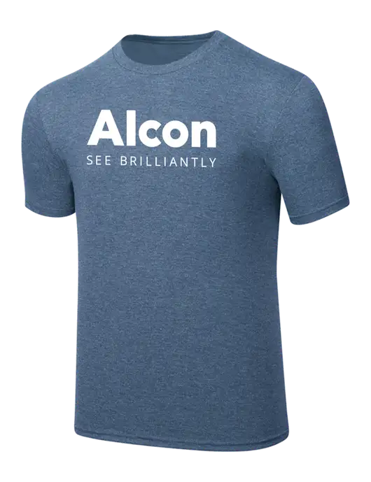 Simply Soft Light Slate Blue Heathered 4.5oz  Poly/Combed Ring Spun Cotton T-Shirt w/Alcon Logo