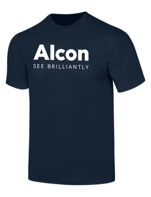 Simply Soft Navy 4.5oz  Poly/Combed Ring Spun Cotton T-Shirt w/Alcon Logo