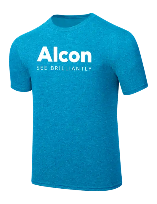 Simply Soft Sapphire Blue Frost 4.5oz  Poly/Combed Ring Spun Cotton T-Shirt w/Alcon Logo