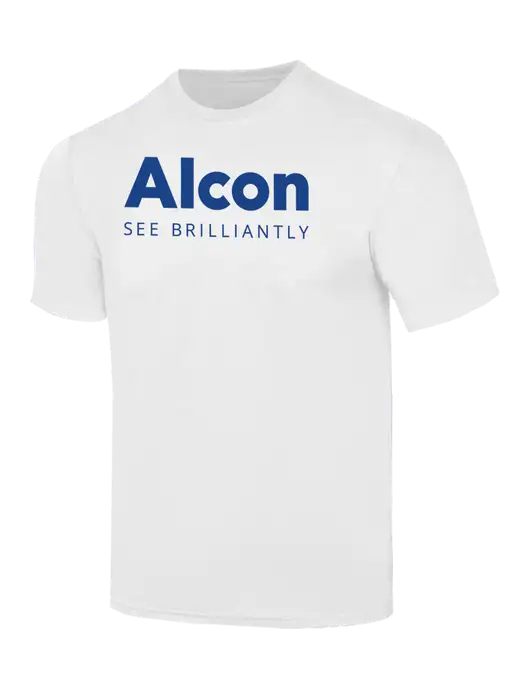 Simply Soft White 4.5oz  Poly/Combed Ring Spun Cotton T-Shirt w/Alcon Logo