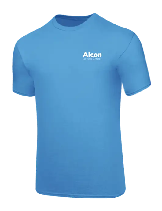 Core Blend Light Sapphire Blue T-Shirt w/Alcon Logo