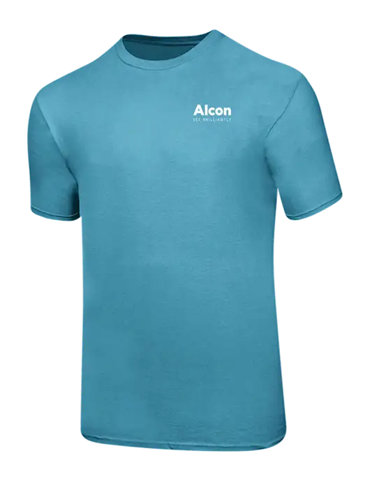 Ring Spun Light Sapphire 4.5 oz T-Shirt w/Alcon Logo