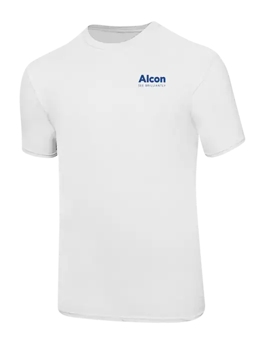 Ring Spun White 4.5 oz T-Shirt w/Alcon Logo