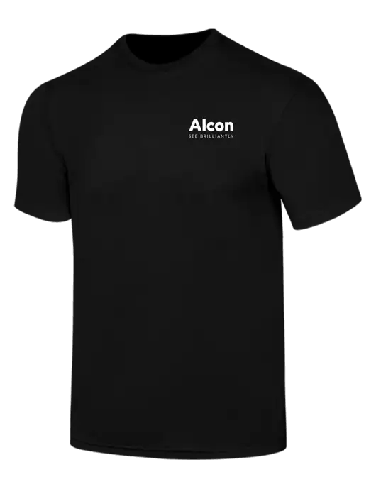 Simply Soft Black 4.5oz  Poly/Combed Ring Spun Cotton T-Shirt w/Alcon Logo