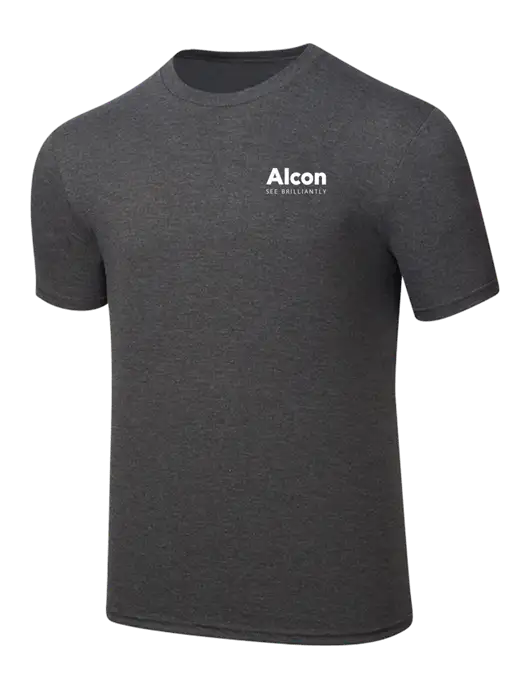 Simply Soft Heathered Charcoal 4.5oz  Poly/Combed Ring Spun Cotton T-Shirt w/Alcon Logo