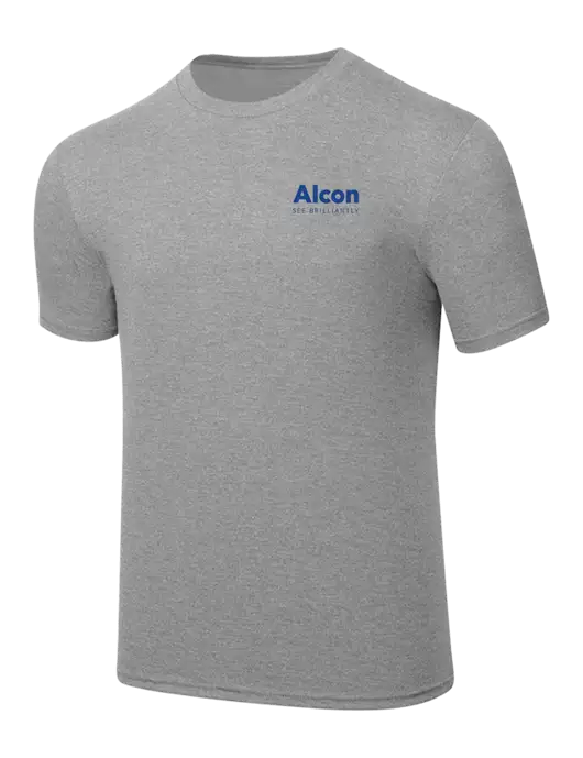 Simply Soft Heathered Light Grey 4.5oz  Poly/Combed Ring Spun Cotton T-Shirt w/Alcon Logo