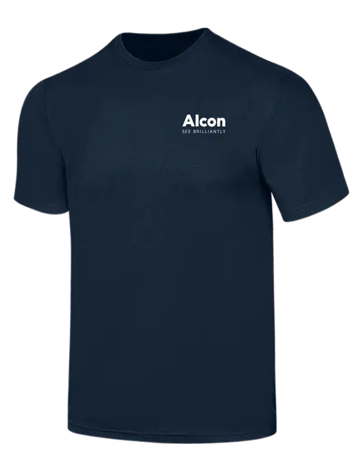 Simply Soft Navy 4.5oz  Poly/Combed Ring Spun Cotton T-Shirt w/Alcon Logo