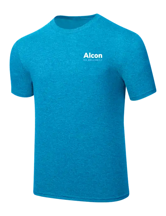 Simply Soft Sapphire Blue Frost 4.5oz  Poly/Combed Ring Spun Cotton T-Shirt w/Alcon Logo