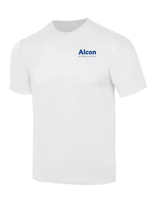 Simply Soft White 4.5oz  Poly/Combed Ring Spun Cotton T-Shirt w/Alcon Logo